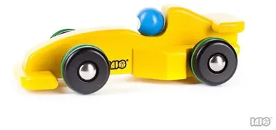 Immagine prodotto di Auto da corsa Formula 1 in legno Bajo - auto giocattolo giallo sostenibile