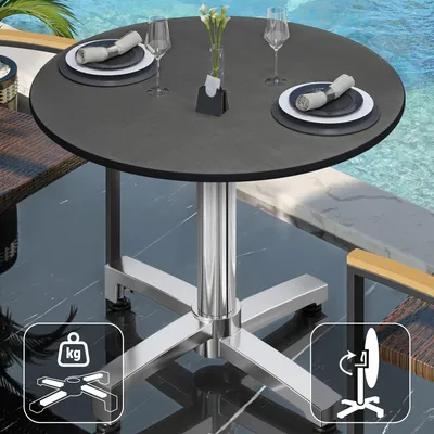 Produktbild von CPBC | HPL Bistro Tisch | Ø:H 60 x 78 cm | Anthrazit / Aluminium | Klappbar + Zusatzgewicht | Rund | Bistrotisch Gastro Tisch