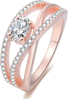 Immagine prodotto di Anello in argento placcato oro rosa con zirconi AGG331, 56 mm