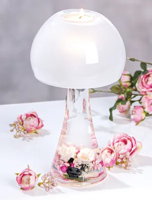 Immagine prodotto di Gilde Dreamlight, Windlicht, Lampe Salon, "Little Rose ", Glas, rosa, VE 2, H. 23 cm, D. 12.5 cm 73420 4063387734209