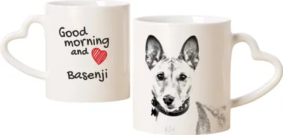 Immagine prodotto di Basenji, Kongo Terrier - Tazza con cane, graziosa tazza con manico a forma di cuore, regalo universale del marchio Art-Dog