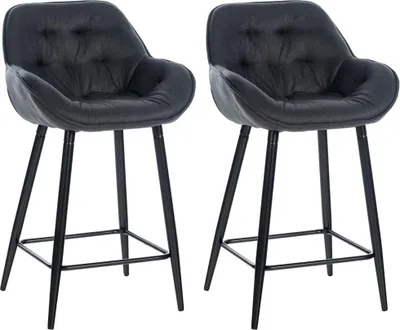 Immagine prodotto di set di 2 sgabelli da bar - Sgabello - Elevato comfort di seduta con rivestimento in velluto | Colore: grigio scuro, Materiale: polvere