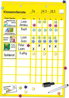 Produktbild von TimeTEX Klassendienst-Tafel, magnetisch