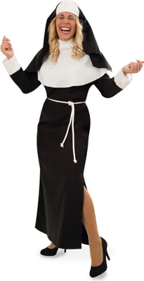 Produktbild von Nonne Nonnen Kostüm mit Haube und Kordel Gr. 46 Karneval Fasching Party.