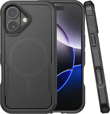 Produktbild von Für Apple iPhone 17 Kalebol 2 in 1 Matte Design MagSafe Schutz Hülle Schwarz