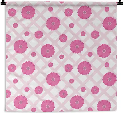Produktbild von MuchoWow® Wandteppich Wandbehang Blumen - Muster - Pastell 150x150 cm Tapisserie Dekoration Wandtuch - Wohnaccessoires - Modernes