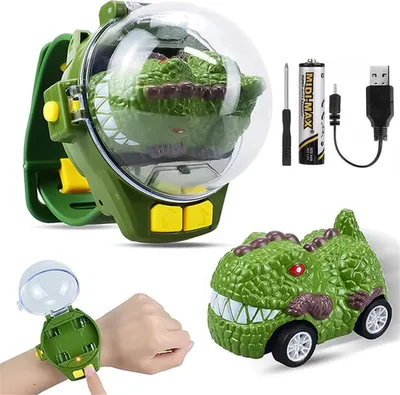 Produktbild von Mini-RC-Auto mit abnehmbarer fuer Kinder, 2,4 GHz, LED-Beleuchtung, USB-Ladefunktion, Legierung, ab 2 Jahren, Dinosaurier, Gruen
