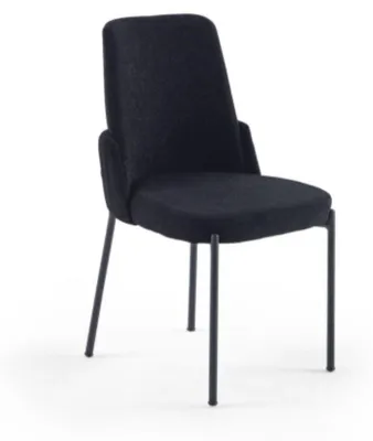 Zdjęcie produktu dla Czarne krzesło do jadalni Designerskie tapicerowane siedzisko Krzesło do jadalni Fotel