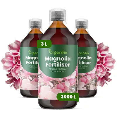 Obrázek produktu pro Magnólia Tekuté Hnojivo 3x1 L – 3-4-3 NPK – Pro Magnólie – Podporuje Silnú Štruktúru & Dlhotrvajúce Květy – Organifer