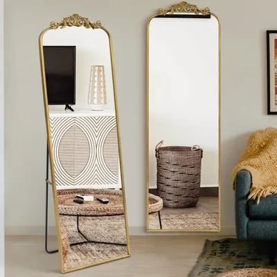 Immagine prodotto di Specchio a figura intera, 160x50 cm, design vintage con applicazioni in vetro dorato di sicurezza