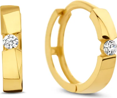 Produktbild von New Bling 9NBG-0724 Goldohrringe mit Zirkonia - Ohrringe - 14 Karat - Zirkonia - 2mm - 12mm Durchmesser - 2,5mm breit - Scharnier - Gold
