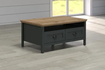 Produktbild von Couchtisch >Stanton< in Tannengrün / Eiche - 101x45x60cm (BxHxT)