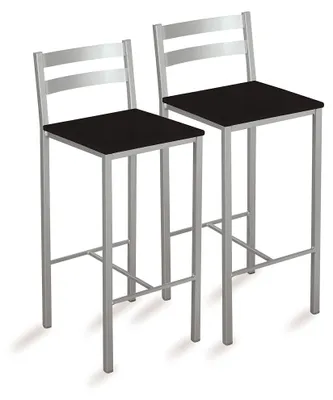 Produktbild von ASTIMESA Zwei hohe Küchenhocker mit horizontalen Streifen, Sitzfläche 60 cm, Kun
