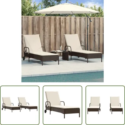 Produktbild von The Living Store Sonnenliegen mit Auflagen 2 Stk. Braun Poly Rattan