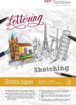 Produktbild von Tombow Zeichenblock "Bristol" DIN A6 blanko 250 g/qm hellweiß 25 Blatt