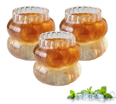 3er-Set Gläser 410 ml, gerippt, für Eiskaffee & Cocktails