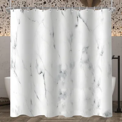 Productafbeelding van Douchegordijn, 180 x 200 cm, marmerlook, met verzwaard voetstuk, schimmelwerend, waterdicht en wasbaar polyesterweefsel, met 12 ringen en oogjes, geschikt voor badkamer en bad
