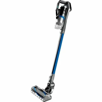 A stick vacuum cleaner against a white background.