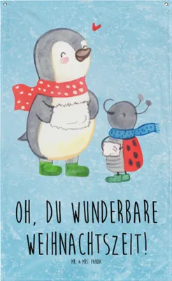 Produktbild von Mr. & Mrs. Panda Wandbild Smörle Winterzeit - Eisblau - Geschenk, Weihnachtsgruß, Weihnachten, Grüße, Hängedeko, Gobelin, Wandtuch, Wandteppich, Tapestry, Weihnachtszeit