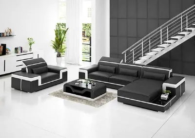 Image de Salon Canapé D'Angle En L Fauteuil Set Moderne 2pcs