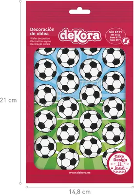 Produktbild von Dekora, Essbares, vorgestanztes Fondantpapier, Fußball, für Cupcakes, 3,4 cm Durchmesser, mind. 6 Monate haltbar