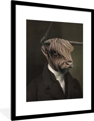 Produktbild von MuchoWow® Gerahmtes Poster Schottischer Highlander - Alte Meister - Kunst 60x80 cm - Poster mit Schwarzem Bilderrahmen Wandposter Rahmen Foto Bilder - Wohnzimmer - Dekorationen - Prämie