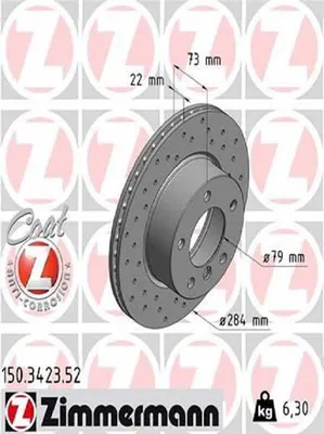 Zdjęcie produktu dla 2x ZIMMERMANN 150.3423.52 Przednia oś z tarczą hamulcową