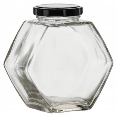 Obrázok produktu pre Sklenená nádoba "Chomik" s objemom 380 ml, hexagonálneho tvaru, s vekom