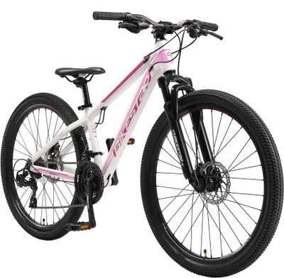 Produktbild von BIKESTAR Alu Mountainbike 26 Zoll | 21 Gang Hardtail Sport MTB 13 Zoll Rahmen Scheibenbremse Federgabel | Weiß Pink