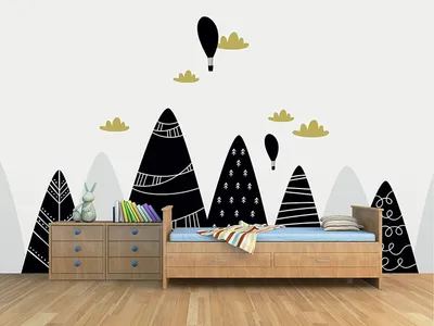 Productafbeelding van Kinderbehang met bergmotieven voor wanddecoratie