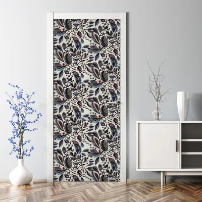Produktbild von Dekorative Türtapete selbstklebend Aufkleber Klebefolie Vintage Blätter 85 x 200 cm