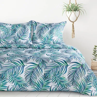 Produktbild von Eurofirany Bettwäsche Kissenbezug Bettbezug 160x200cm weiß grün Botanish 3tlg Set