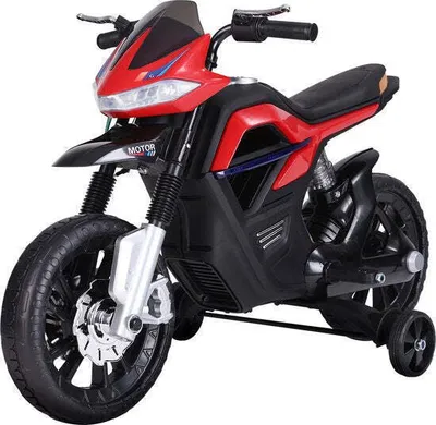 Zdjęcie produktu dla HOMCOM Motocykl dziecięcy Elektryczny motocykl dla dzieci w wieku 3-6 lat, muzyka świetlna, MP3, pojazd elektryczny z kółkami bocznymi, maks. 3 km/h, metal + plastik, czerwony, 105 x 52,3 x 62,3 cm