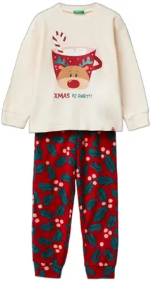 Zdjęcie produktu dla Zestaw piżamowy United Colors of Benetton Pig (koszulka i spodnie) 3I470P09H, biały, rozmiar 2XL, dla dzieci