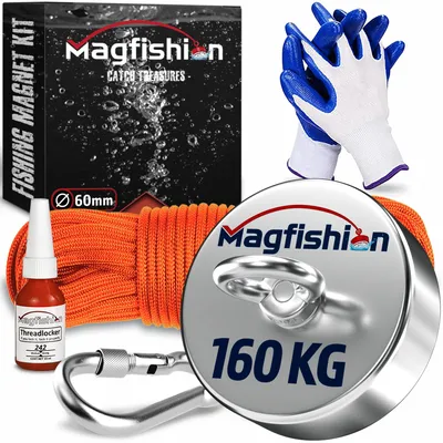 Magnetfischen-Set 160 kg, Neodym-Magnet Ø60 mm, 20 m Seil