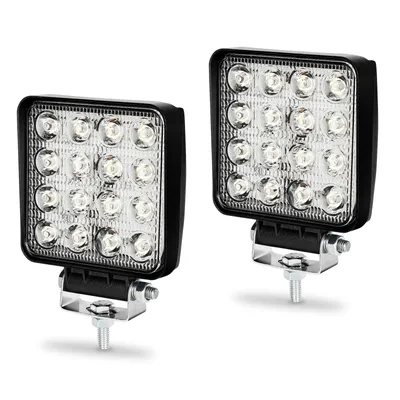 Obrázok produktu pre TolleTour Obdĺžnikové LED pracovné svetlo IP67 Vodotesné 12V 24V LED svetlomety pre nákladné vozidlá, offroad, SUV, ATV, spätné svetlo pre traktory 48W 2 kusy