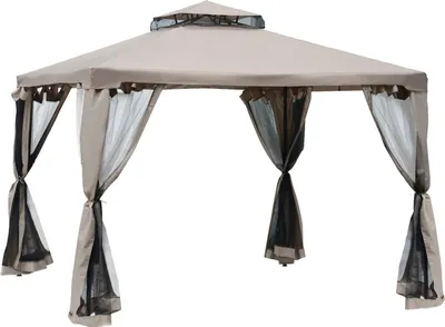 Obrázek produktu pro Zahradní Altán 3X3X2,6M Pavilon Zahradní Stan Se 4 Bočními Stěnami, Odolný Proti Povětrnostním Vlivům, Kovový Polyester, Šedý