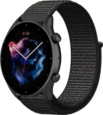 Produktbild von Strap-it Amazfit GTR 3 (Pro) Nylonarmband (Schwarz)