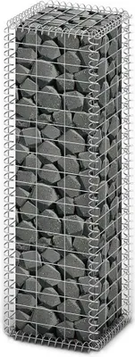 Immagine prodotto di vidaXL Cesto in pietra con coperchio Filo zincato 100×30×30 cm