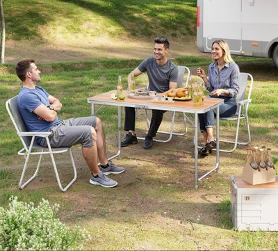 Productafbeelding van Opklapbare campingtafel, verstelbaar | Licht eikenhout | 60x120x55/62/70 cm
