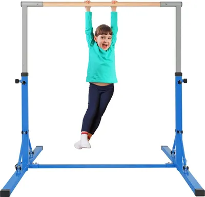 Produktbild von COSTWAY Gymnastik Turnreck, Turnreck höhenverstellbar, Turnstangen bis 100kg belastbar, Reckstange, Reckanlage, Trainingsgeräte, Übungsstange für den Innenbereich, Heimtraining Blau