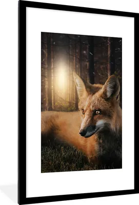 Produktbild von MuchoWow® MuchoWow® Gerahmtes Poster Fuchs - Dschungel - Baum 60x90 cm - Poster mit zchwarzem Bilderrahmen - Dekoration - Wandposter Wohnzimmer - Hochwertig