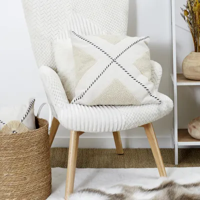 Image de Coussin - HOME DECO FACTORY - Tufté - Géométrique - Beige