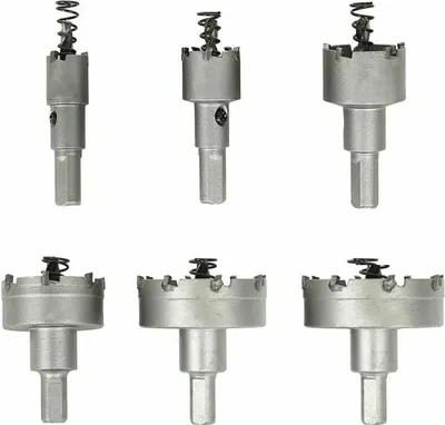 Produktbild von Lochsäge für Metall, 6 Stück Hartmetall-Lochsägenbohrer, Lochsägen aus Edelstahl, für Aluminium, Stahl, Eisen, Kupfer, Holz, 16 mm, 22 mm, 30 mm, 40 mm, 50 mm, 60