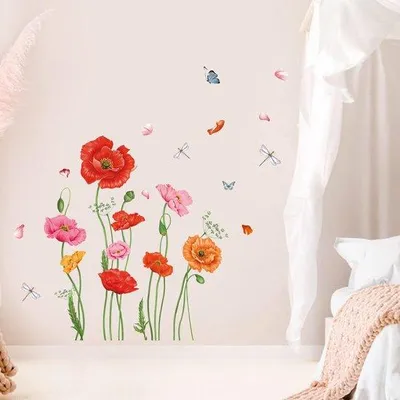 Produktbild von Blumenwandtattoo klaprozen muursticker Wanddekoration Mädchenzimmer Kinderzimmer
