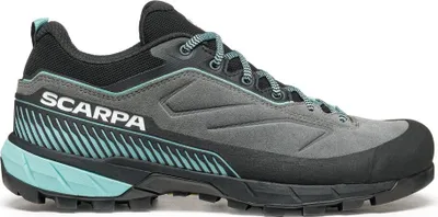 Damen Zustiegsschuhe "Rapid XT Approach" von Scarpa in Grau und Türkis mit rutschfester Sohle.