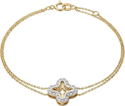 Produktbild von 375 Echtgold Armband Kleeblatt mit Zirkonia filigran Damen