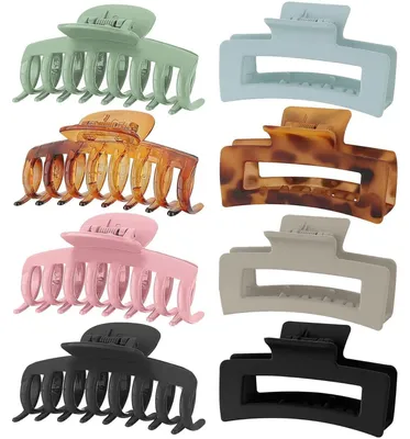 Image de Pinces à cheveux, lot de 8, 8 cm, antidérapantes, pour cheveux épais, accessoires de coiffure, modèles pour femmes et filles