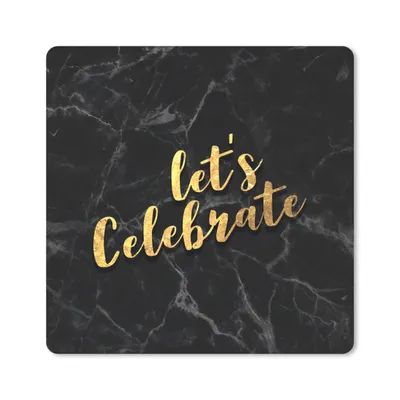 Produktbild von MuchoWow® Mauspad Mousepad Zitat - Party - Gold - Marmor 20x20 cm - Mousepads - Maus Mat - Pad - Mausunterlage - Desk Mat - Bureauartikeln