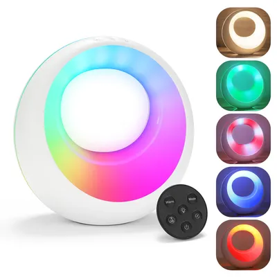Produktbild von LED Nachttischlampe mit Farbwechsel, Tischlampe Touch Dimmbar mit Fernbedienung, Nachtlicht Kinder USB Aufladbar, Timing-Funktion